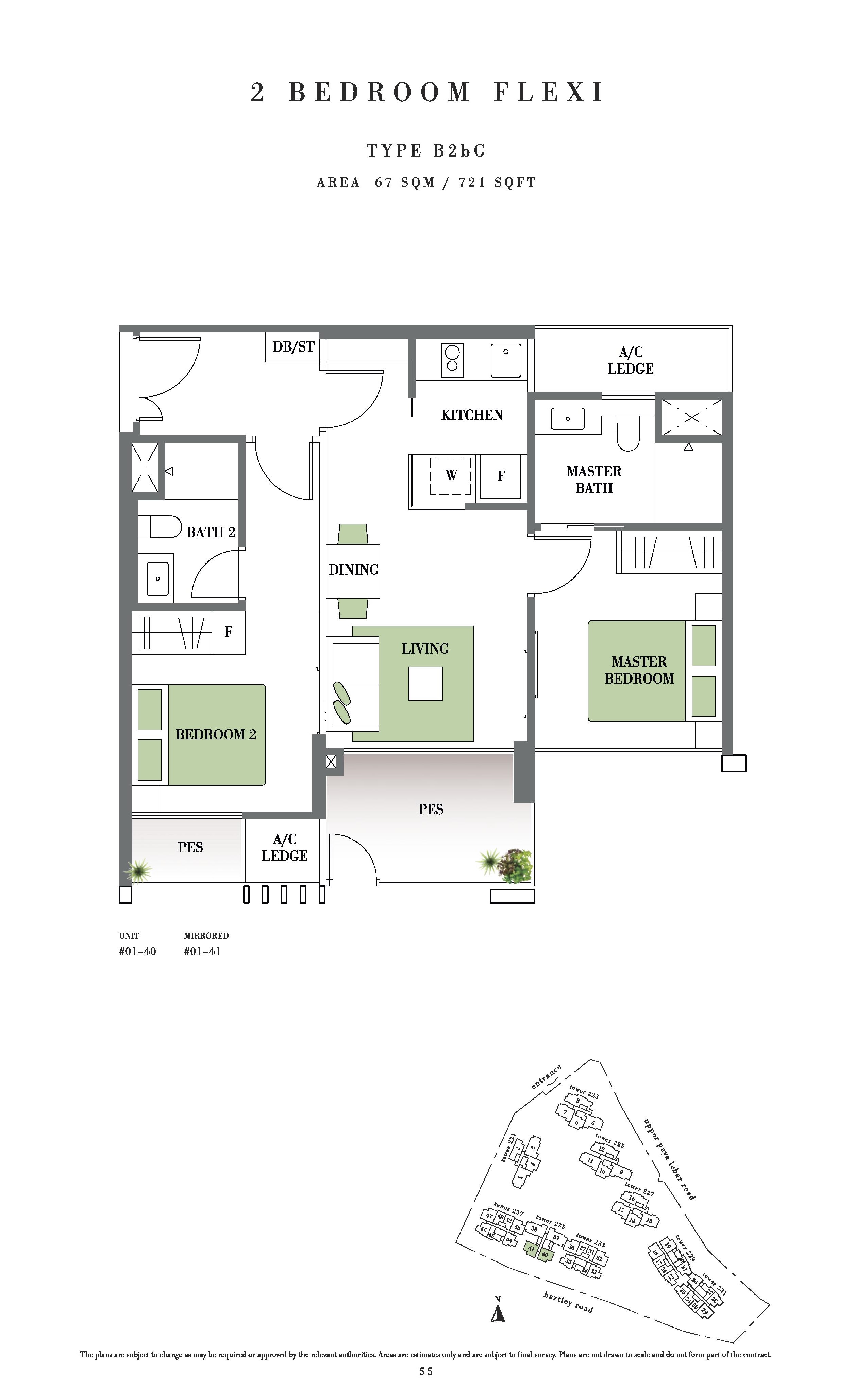 Botanique @ Bartley 2 Bedroom Flexi PES Floor Plans Type B2bG