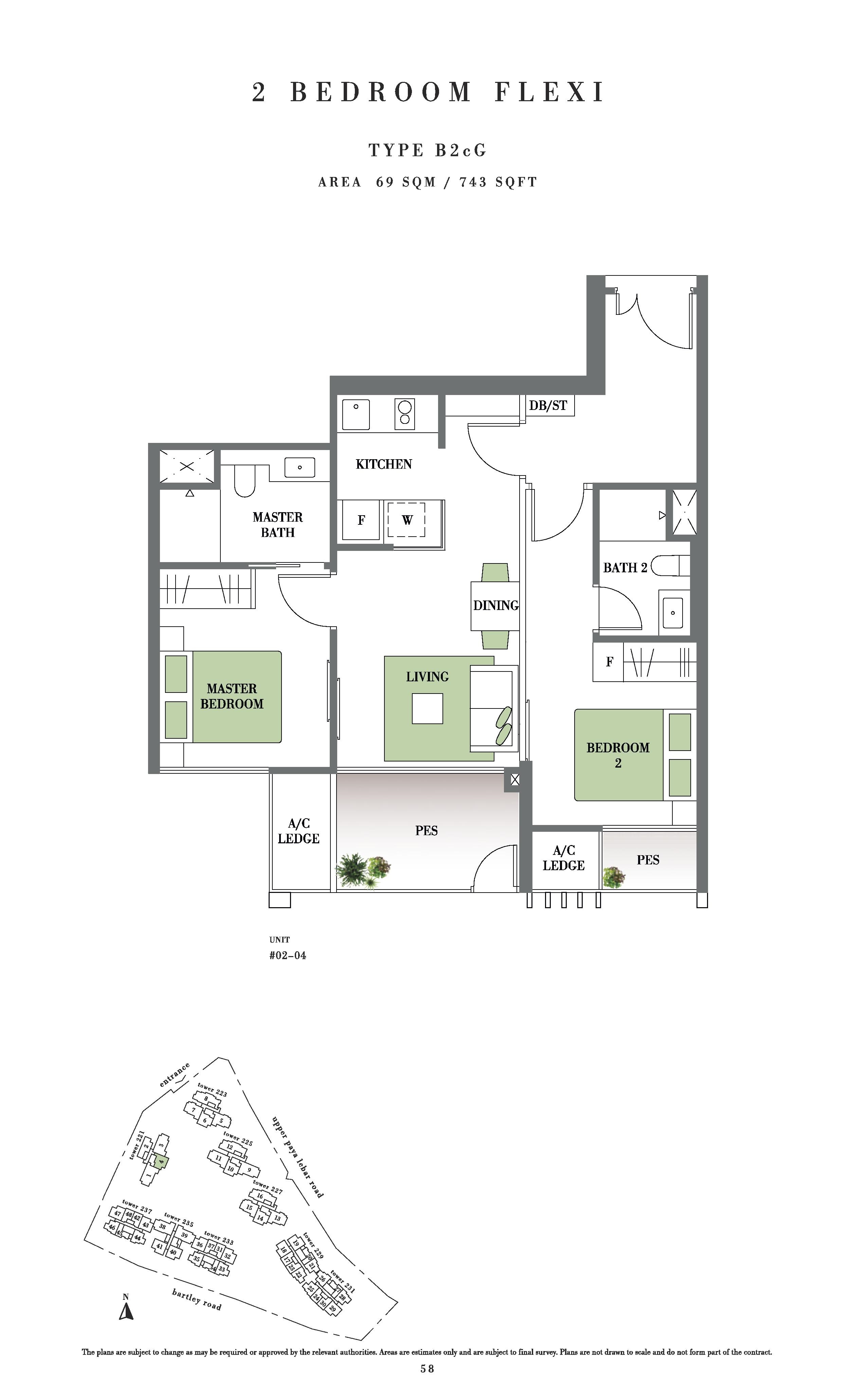 Botanique @ Bartley 2 Bedroom Flexi PES Floor Plans Type B2cG