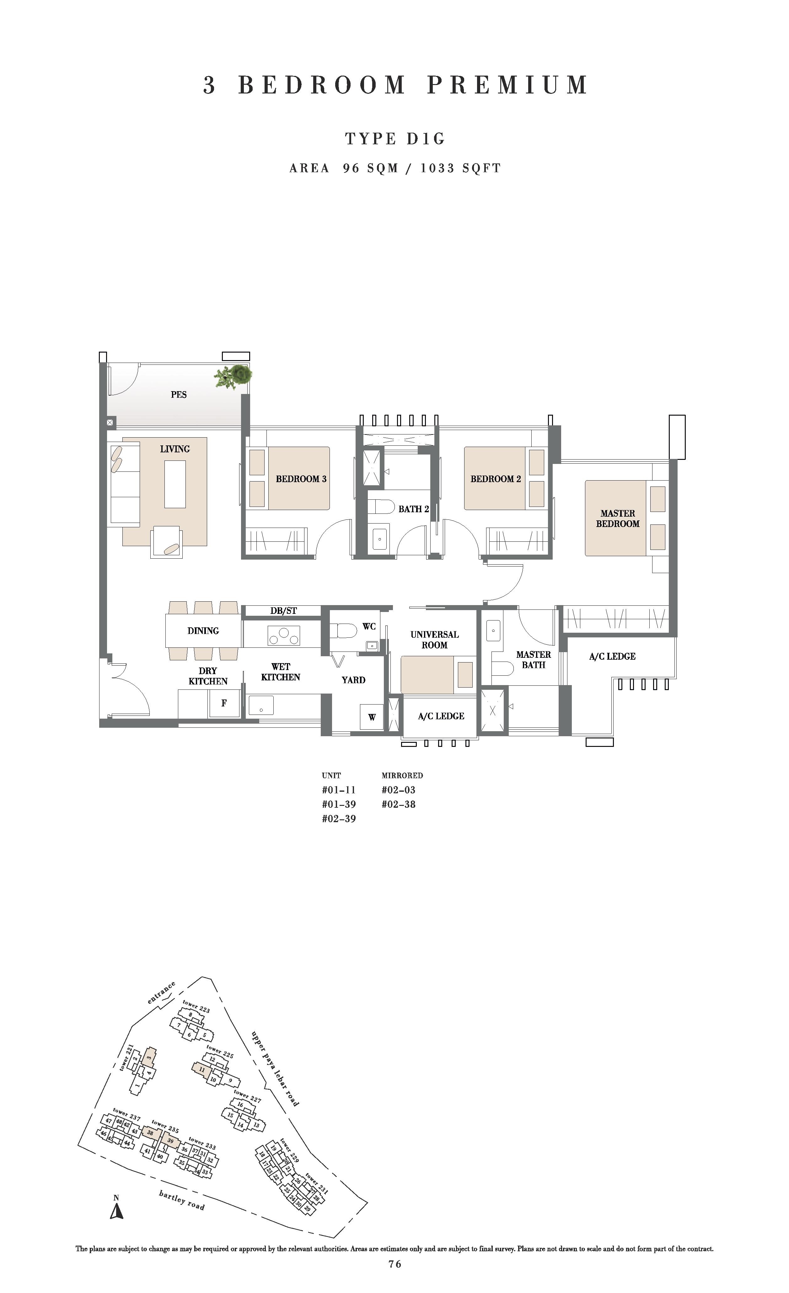 Botanique @ Bartley 3 Bedroom Premium PES Floor Plans Type D1G