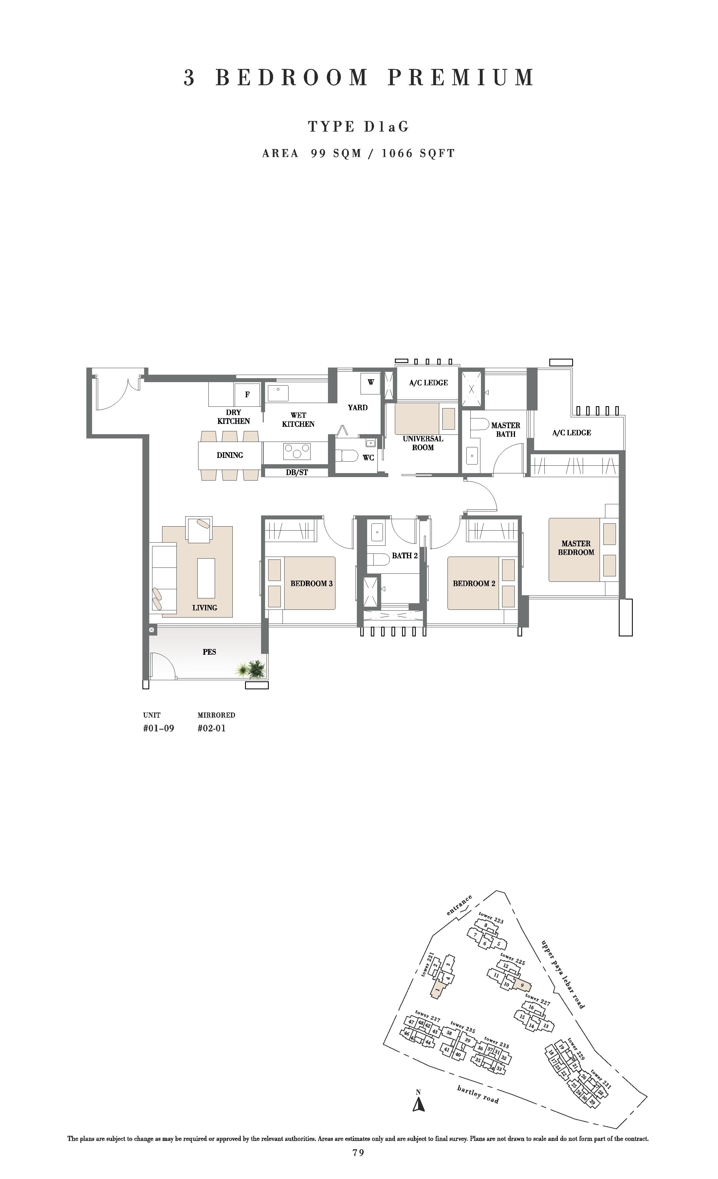Botanique @ Bartley 3 Bedroom Premium PES Floor Plans Type D1aG